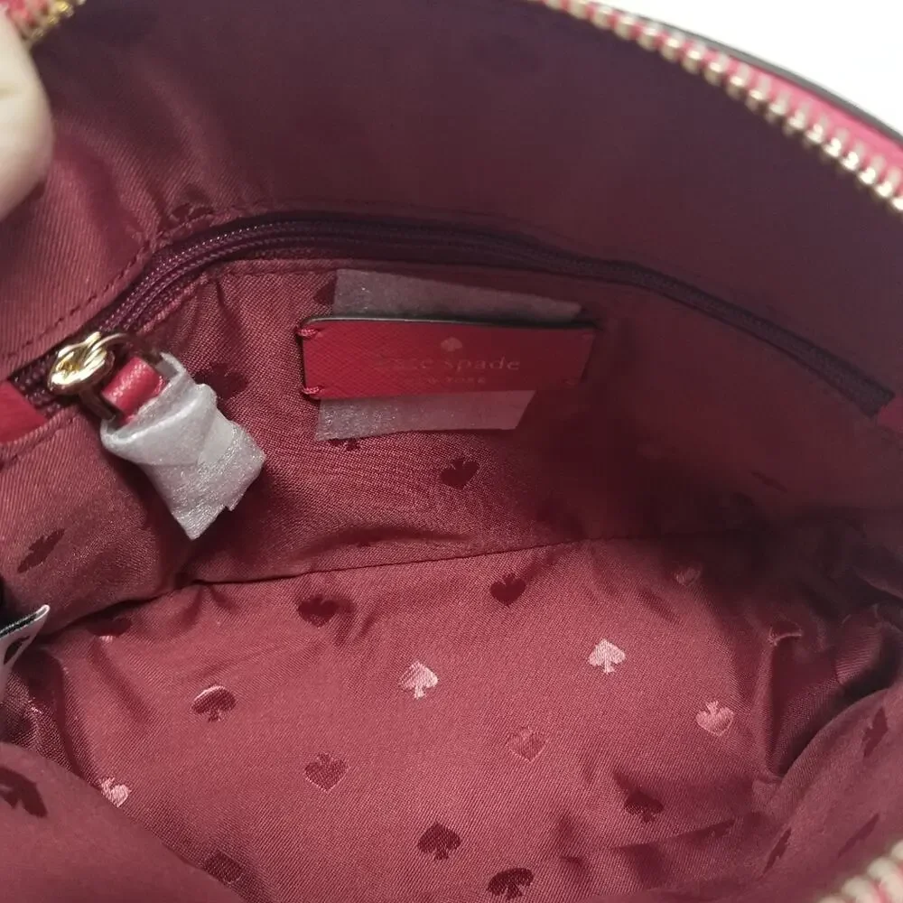 Kate Spade NEW Red Multi Dome Crossbody‎ Chain and Leather Zipper Closer Purse